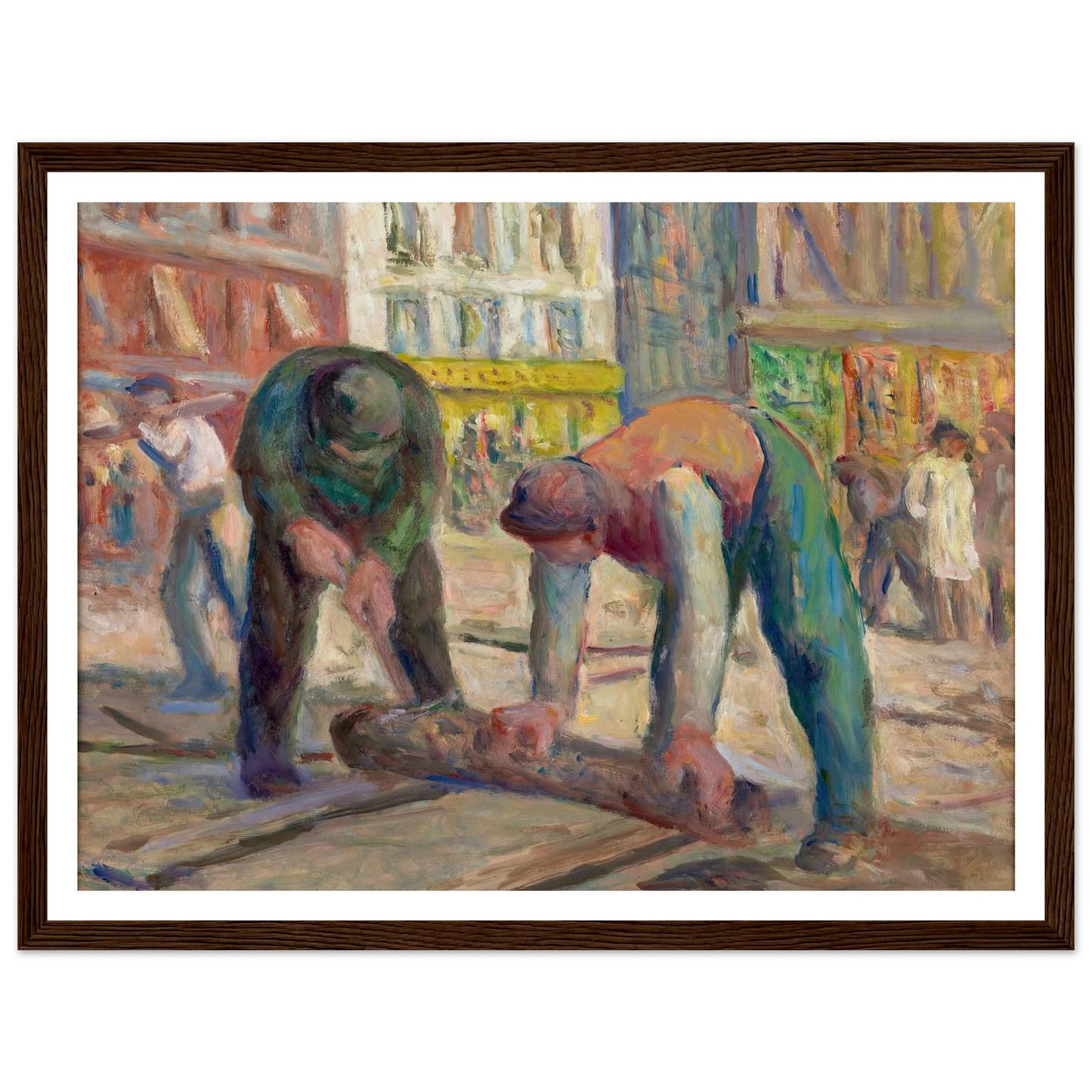Travaux sur la chaussée, les charpentiers (1930-1935) Art Print | Maximilien Luce - Framed Poster - 30x40 cm / 12x16″ - Black frame