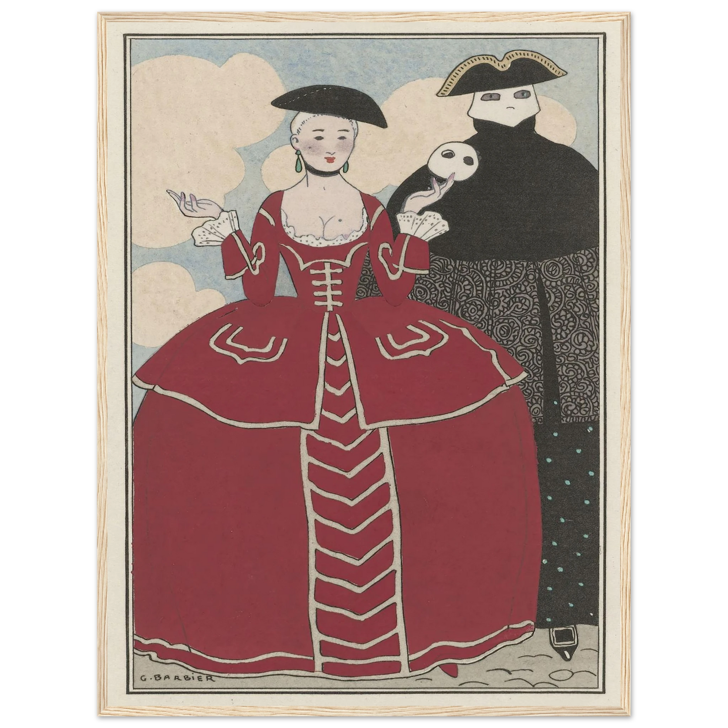 Travestissement d’après Longhi (1913) Art Print | George Barbier - Framed Poster - 30x40 cm / 12x16″ - Black frame