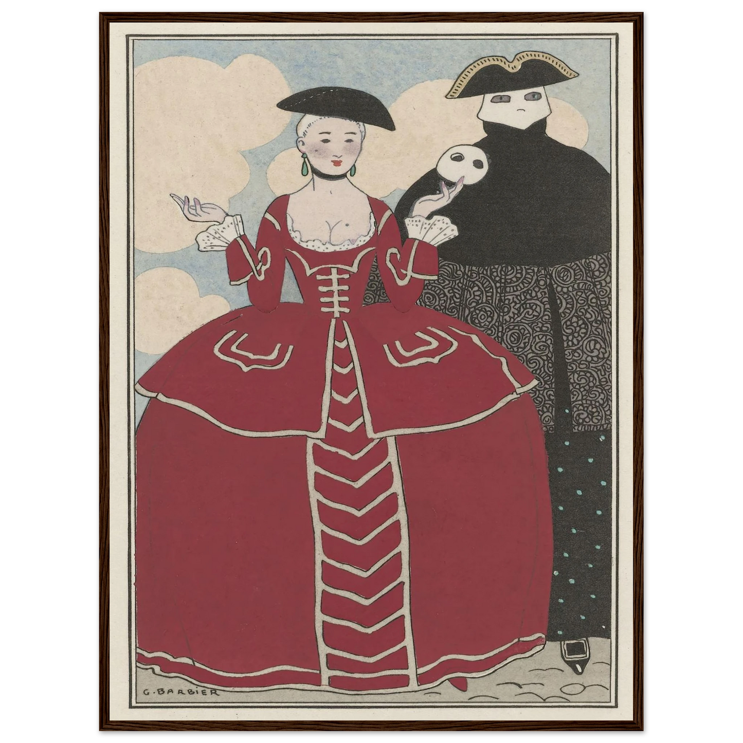 Travestissement d’après Longhi (1913) Art Print | George Barbier - Framed Poster - 30x40 cm / 12x16″ - Black frame