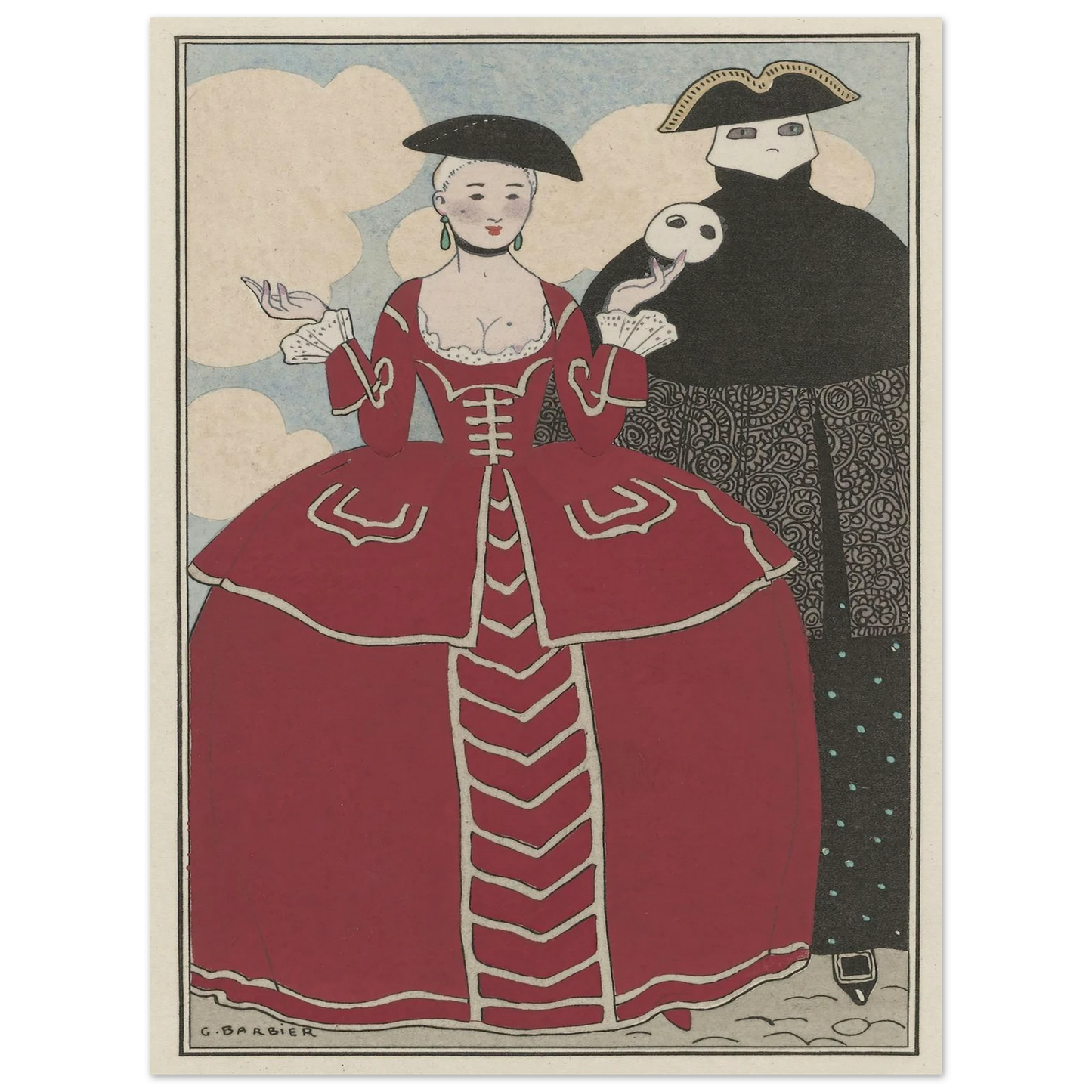 Travestissement d’après Longhi (1913) Art Print | George Barbier - Framed Poster - 30x40 cm / 12x16″ - Black frame