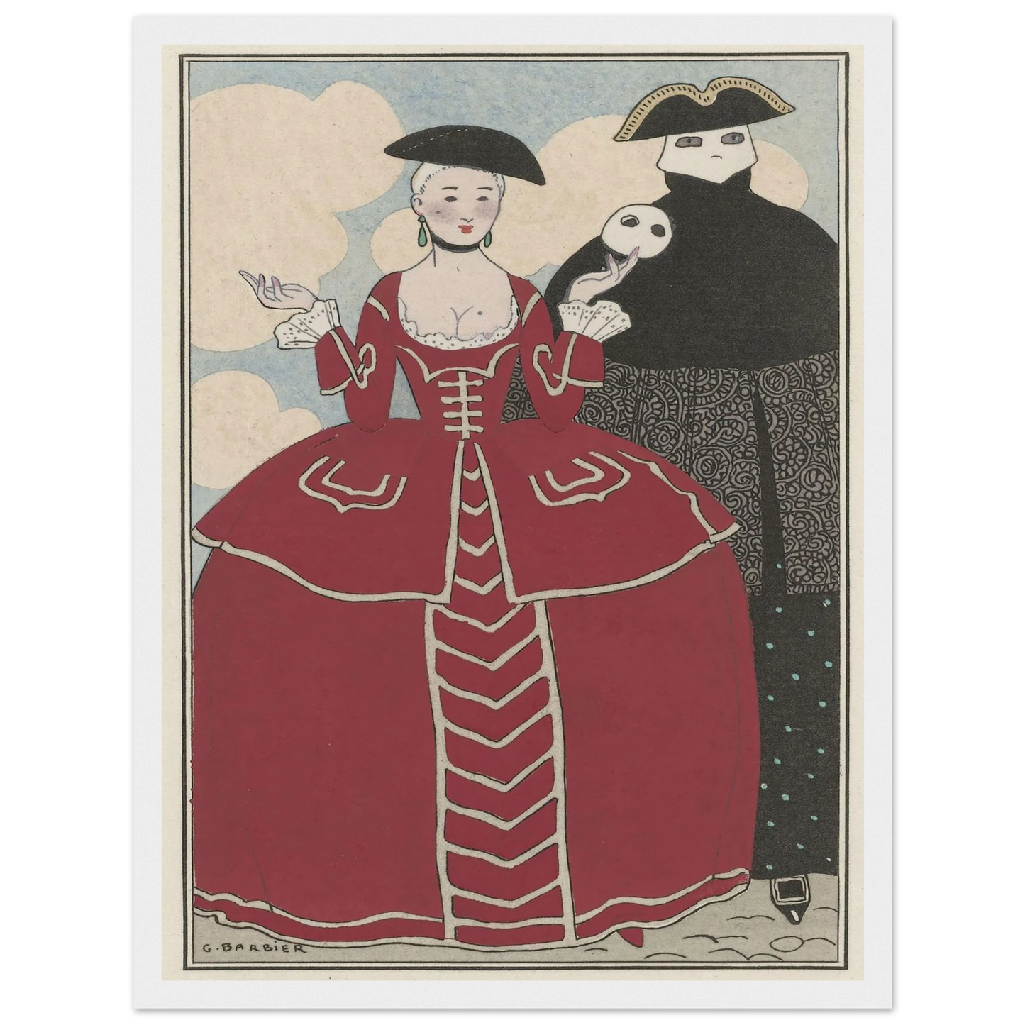 Travestissement d’après Longhi (1913) Art Print | George Barbier - Framed Poster - 30x40 cm / 12x16″ - Black frame