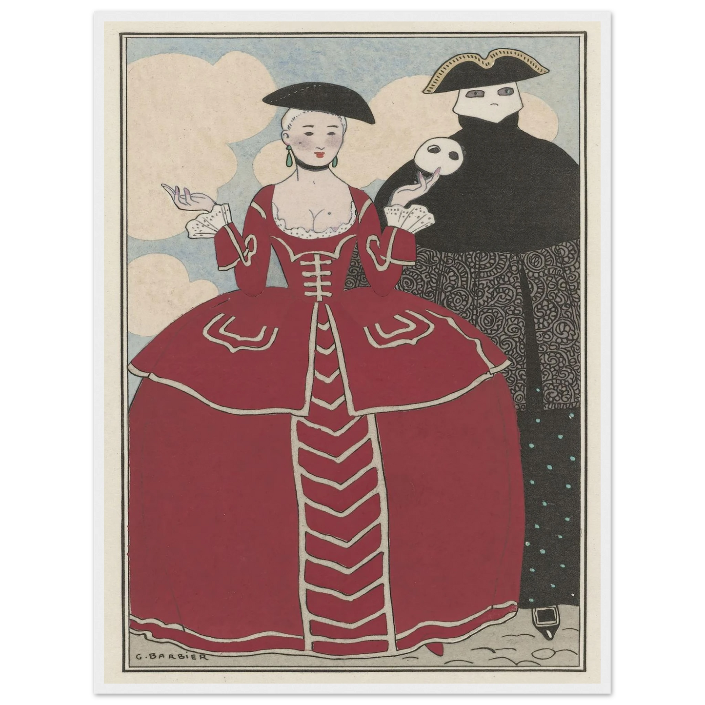 Travestissement d’après Longhi (1913) Art Print | George Barbier - Framed Poster - 30x40 cm / 12x16″ - Black frame