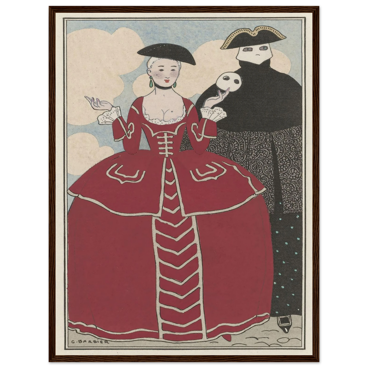 Travestissement d’après Longhi (1913) Art Print | George Barbier - Framed Poster - 30x40 cm / 12x16″ - Black frame