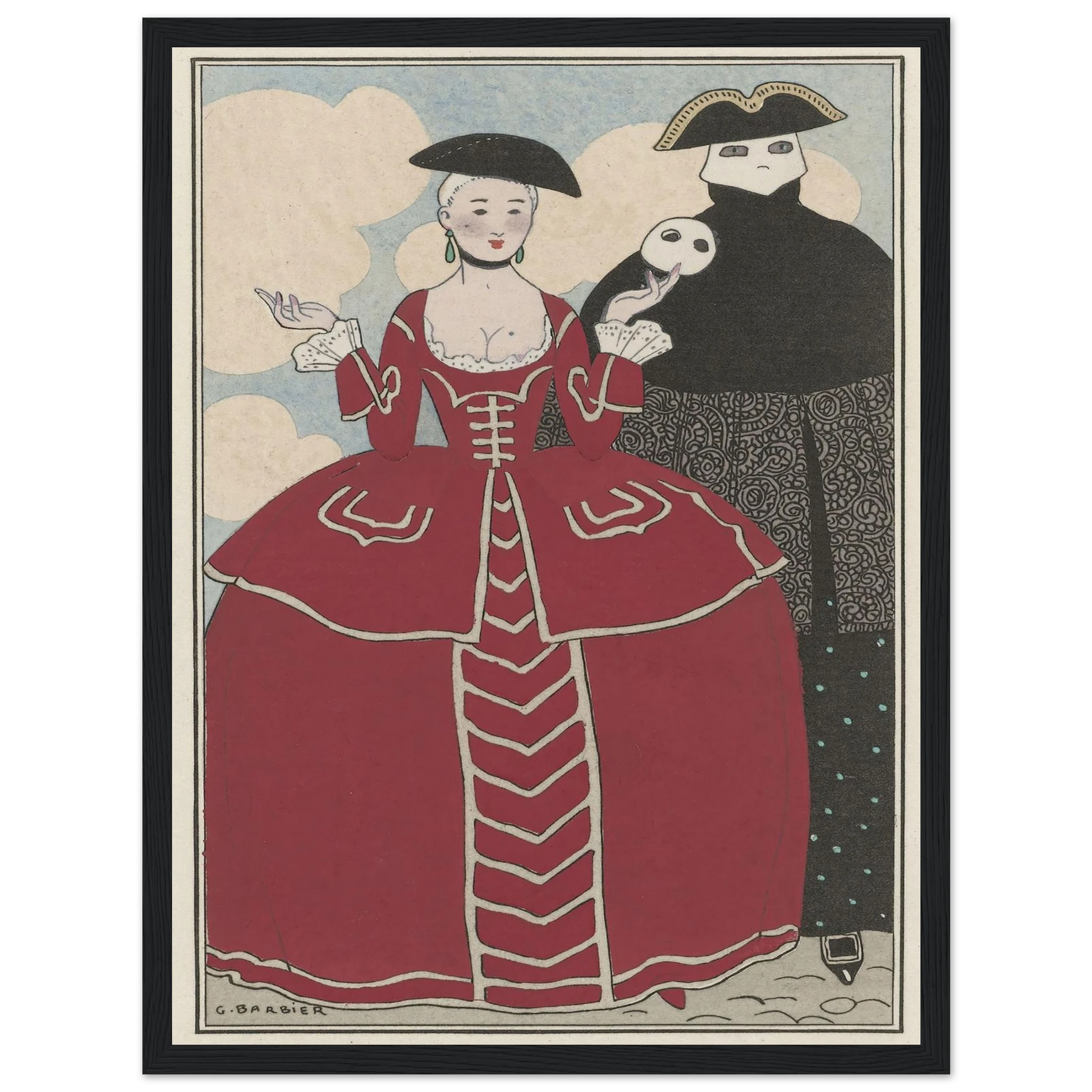 Travestissement d’après Longhi (1913) Art Print | George Barbier - Framed Poster - 30x40 cm / 12x16″ - Black frame