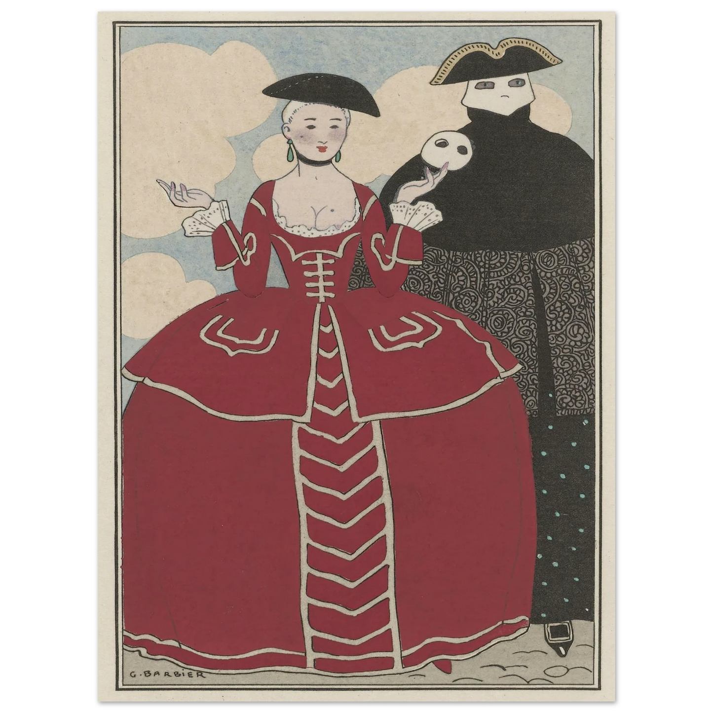 Travestissement d’après Longhi (1913) Art Print | George Barbier - Framed Poster - 30x40 cm / 12x16″ - Black frame
