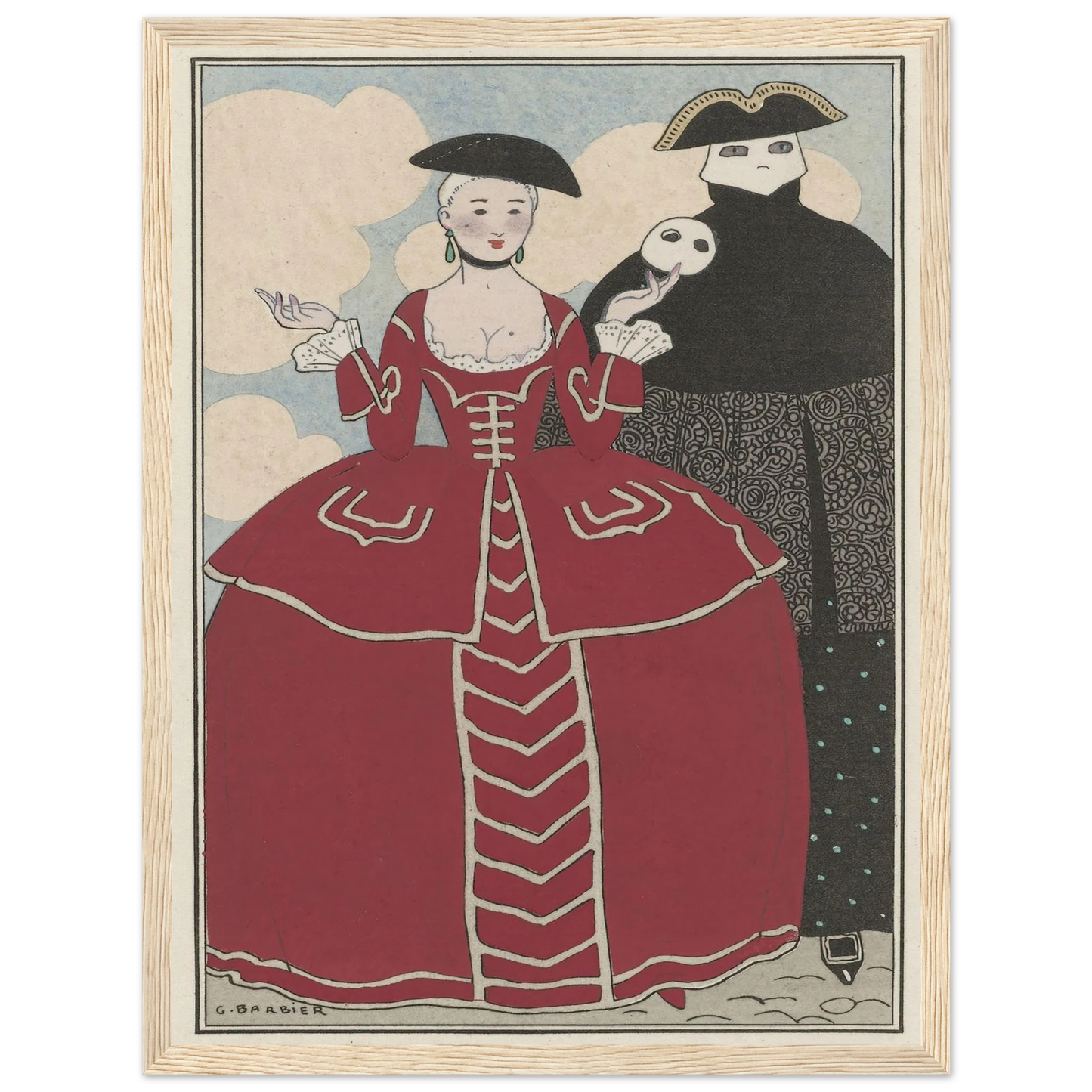 Travestissement d’après Longhi (1913) Art Print | George Barbier - Framed Poster - 30x40 cm / 12x16″ - Black frame