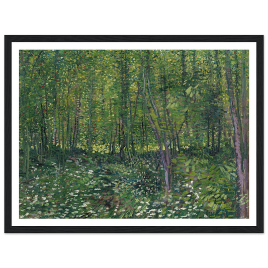 Trees and undergrowth (1887) Art Print | Vincent van Gogh - Framed Poster - 30x40 cm / 12x16″ - Black frame