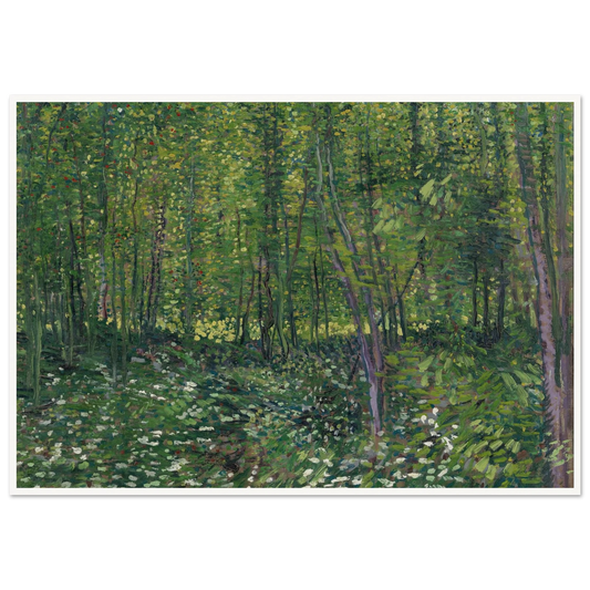 Trees and undergrowth (1887) Art Print | Vincent van Gogh - Framed Poster - 30x40 cm / 12x16″ - Black frame