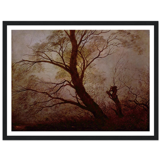 Trees in the moonlight Art Print | Caspar David Friedrich - Framed Poster - 30x40 cm / 12x16″ - Black frame