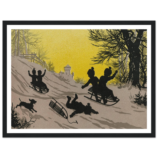 Triumph and Tumble on the Snow - Framed Poster - 30x40 cm / 12x16″ - Black frame
