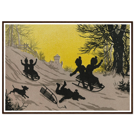 Triumph and Tumble on the Snow - Framed Poster - 30x40 cm / 12x16″ - Black frame