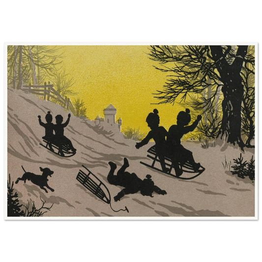 Triumph and Tumble on the Snow - Framed Poster - 30x40 cm / 12x16″ - Black frame