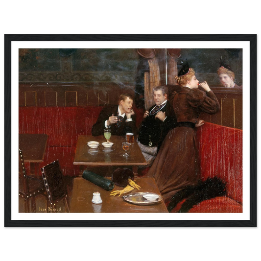 Trois personnages dans un café (1890) Art Print | Jean Beraud - Framed Poster - 30x40 cm / 12x16″ - Black frame