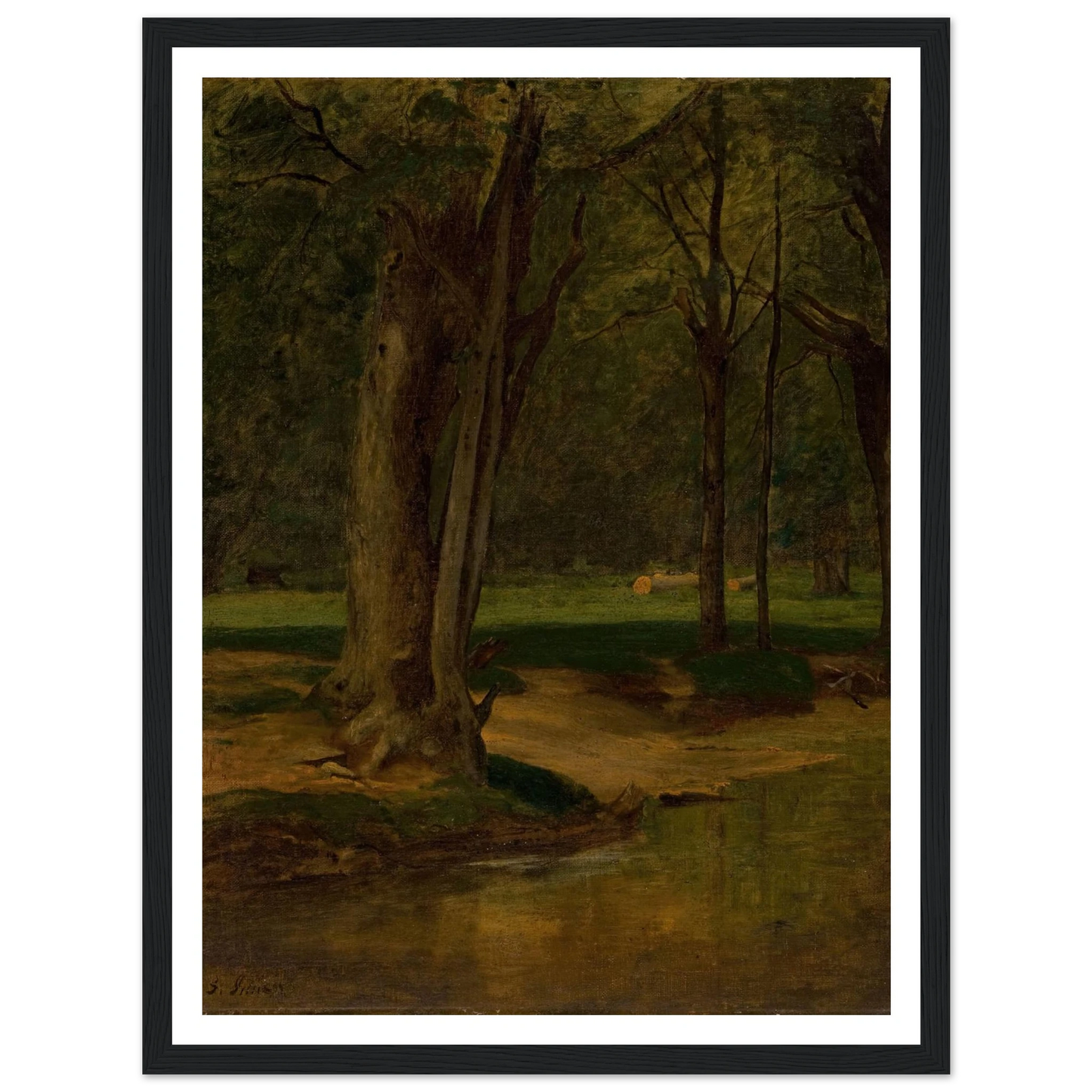 Trout Stream, North Conway (circa 1875-76) Art Print | George Inness - Framed Poster - 30x40 cm / 12x16″ - Black frame