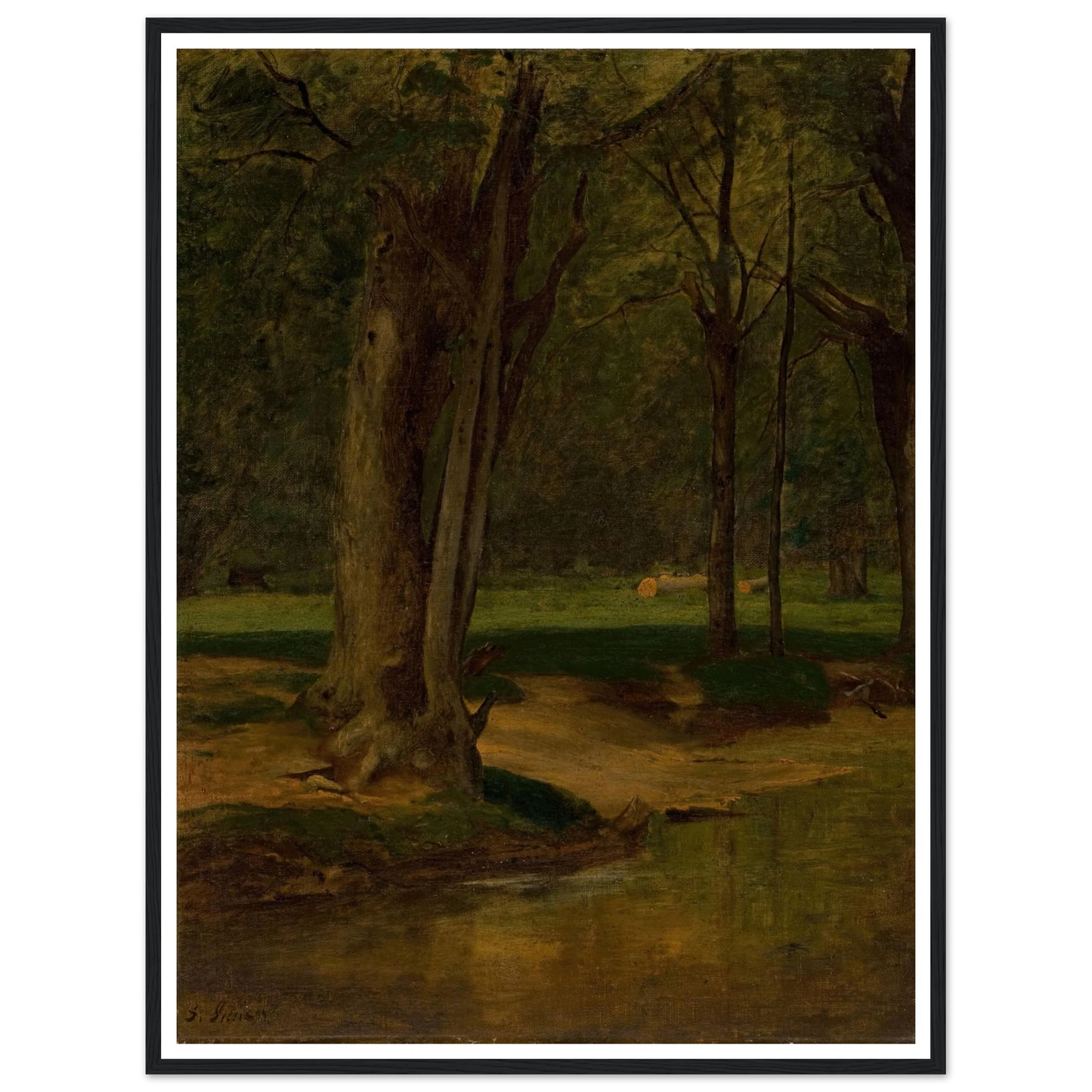Trout Stream, North Conway (circa 1875-76) Art Print | George Inness - Framed Poster - 30x40 cm / 12x16″ - Black frame