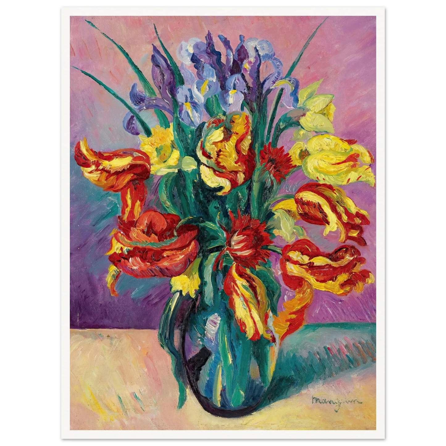 Tulipes Perroquet (1916) Art Print | Henri Manguin - Framed Poster - 30x40 cm / 12x16″ - Black frame