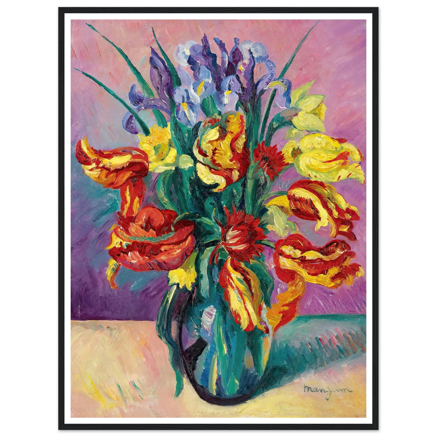 Tulipes Perroquet (1916) Art Print | Henri Manguin - Framed Poster - 30x40 cm / 12x16″ - Black frame