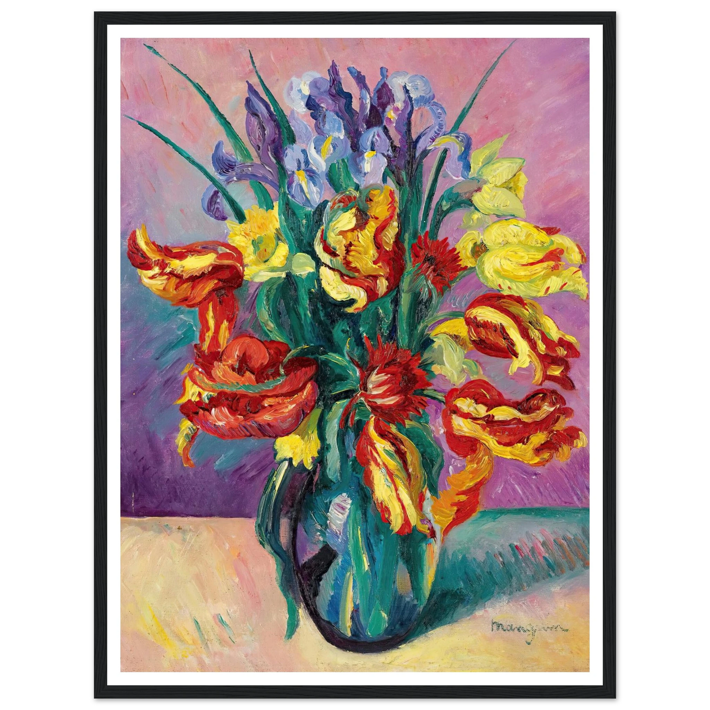 Tulipes Perroquet (1916) Art Print | Henri Manguin - Framed Poster - 30x40 cm / 12x16″ - Black frame