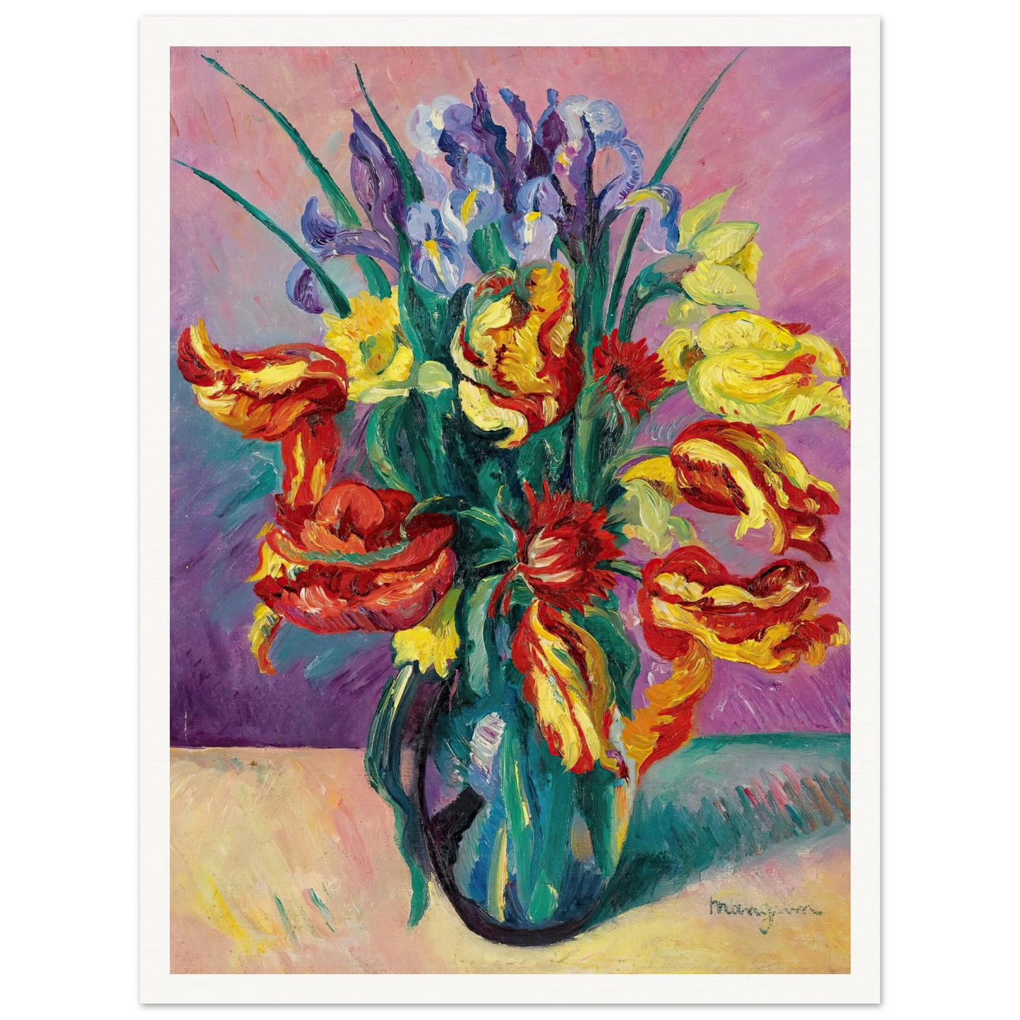 Tulipes Perroquet (1916) Art Print | Henri Manguin - Framed Poster - 30x40 cm / 12x16″ - Black frame