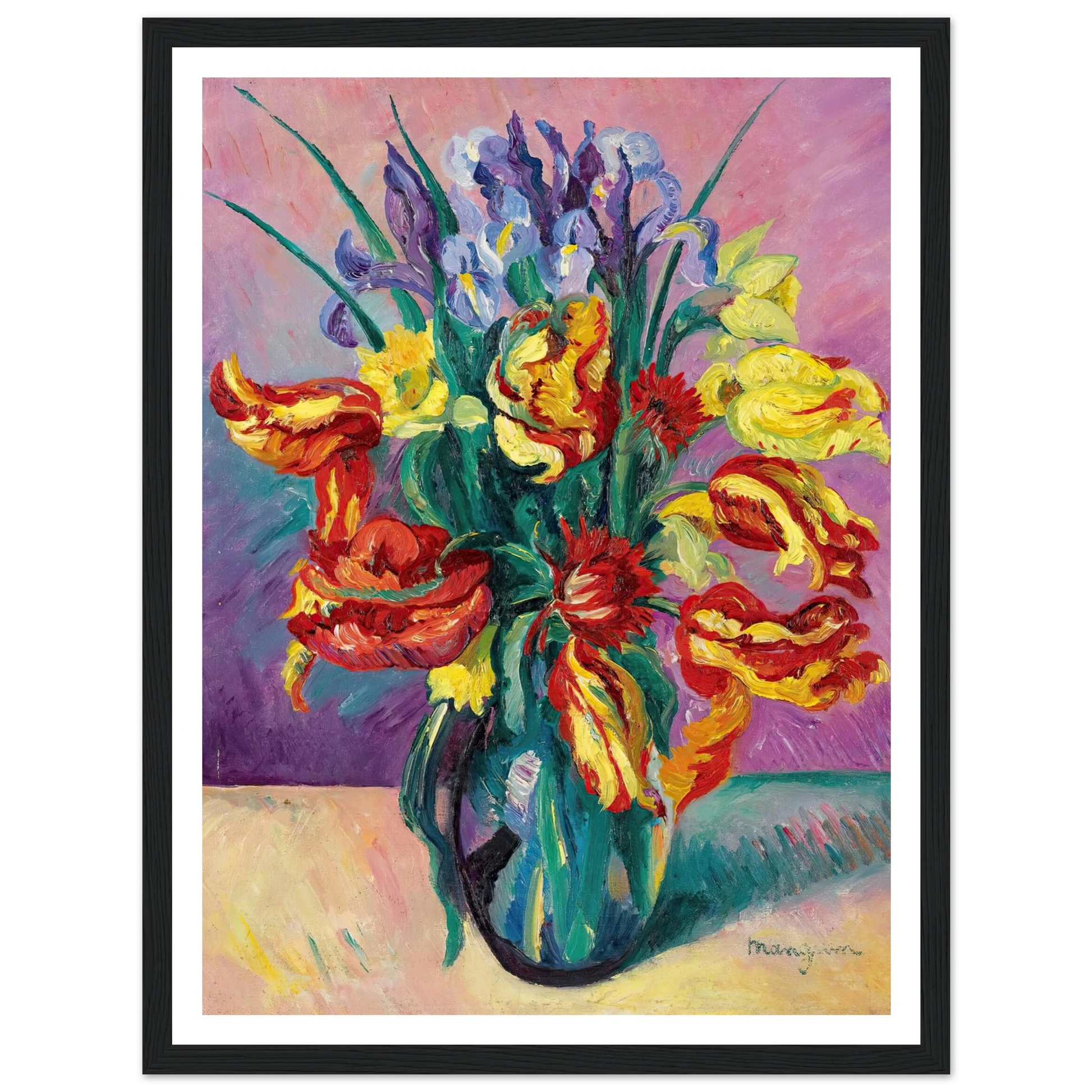 Tulipes Perroquet (1916) Art Print | Henri Manguin - Framed Poster - 30x40 cm / 12x16″ - Black frame