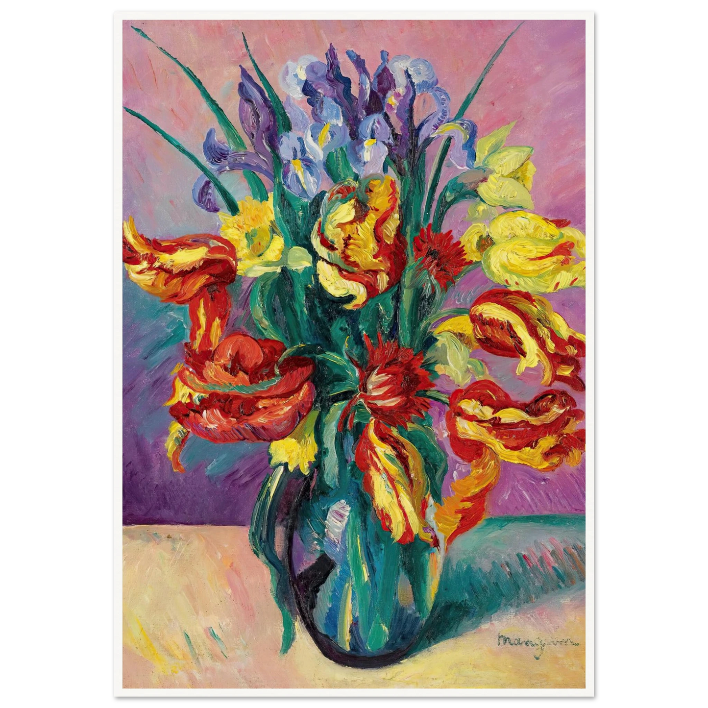 Tulipes Perroquet (1916) Art Print | Henri Manguin - Framed Poster - 30x40 cm / 12x16″ - Black frame