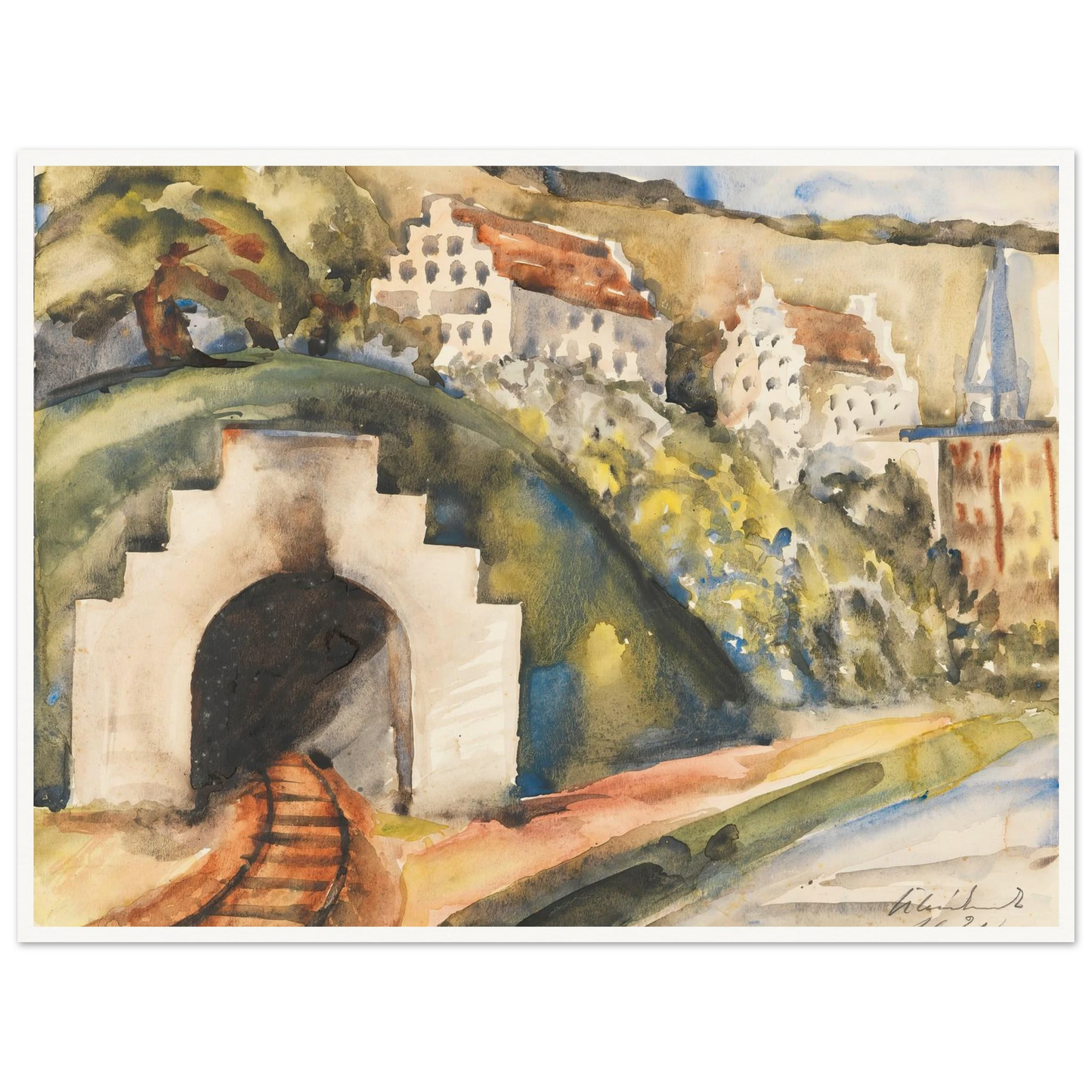 Tunnel bei Wasserburg am Inn (1924) Art Print | Paul Kleinschmidt - Framed Poster - 30x40 cm / 12x16″ - Black frame