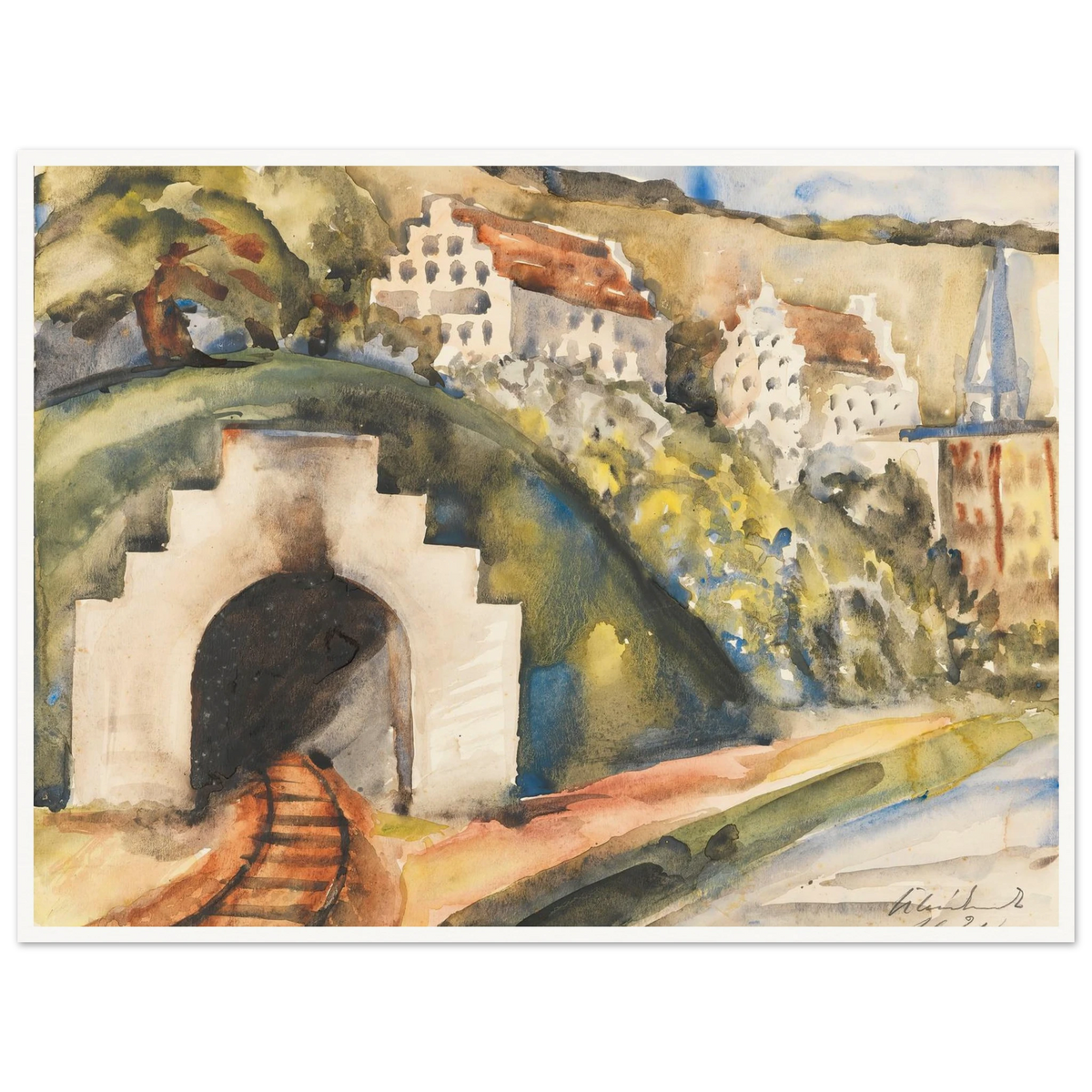 Tunnel bei Wasserburg am Inn (1924) Art Print | Paul Kleinschmidt - Framed Poster - 30x40 cm / 12x16″ - Black frame