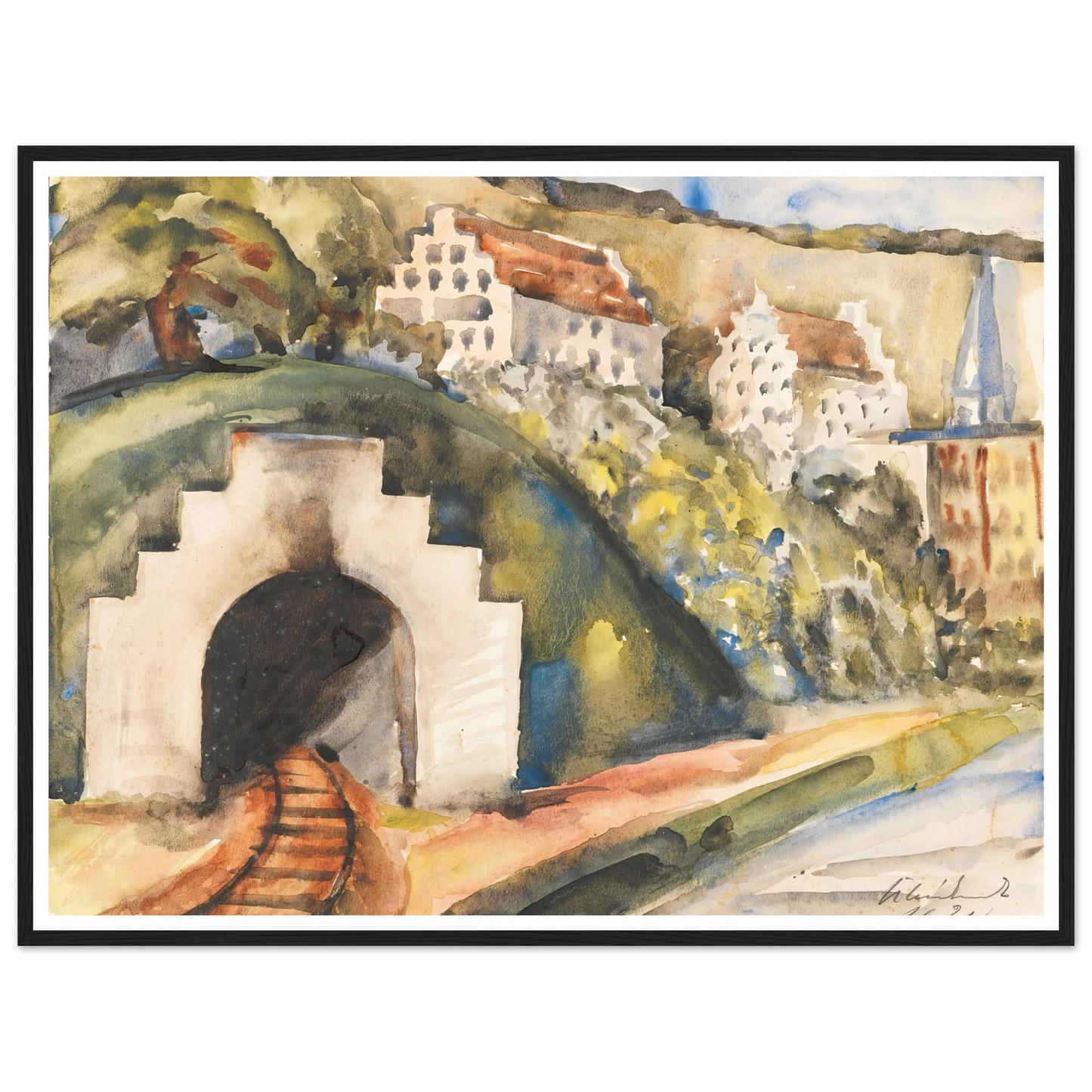Tunnel bei Wasserburg am Inn (1924) Art Print | Paul Kleinschmidt - Framed Poster - 30x40 cm / 12x16″ - Black frame