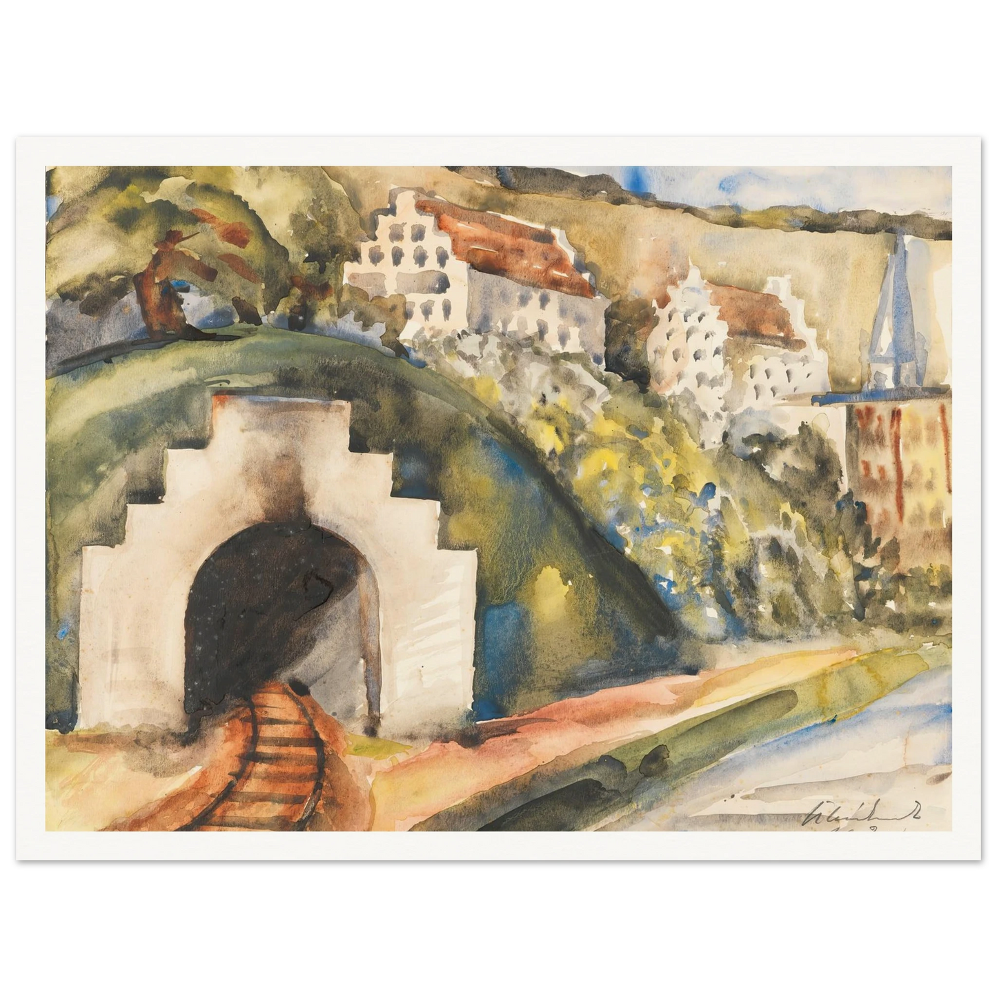 Tunnel bei Wasserburg am Inn (1924) Art Print | Paul Kleinschmidt - Framed Poster - 30x40 cm / 12x16″ - Black frame