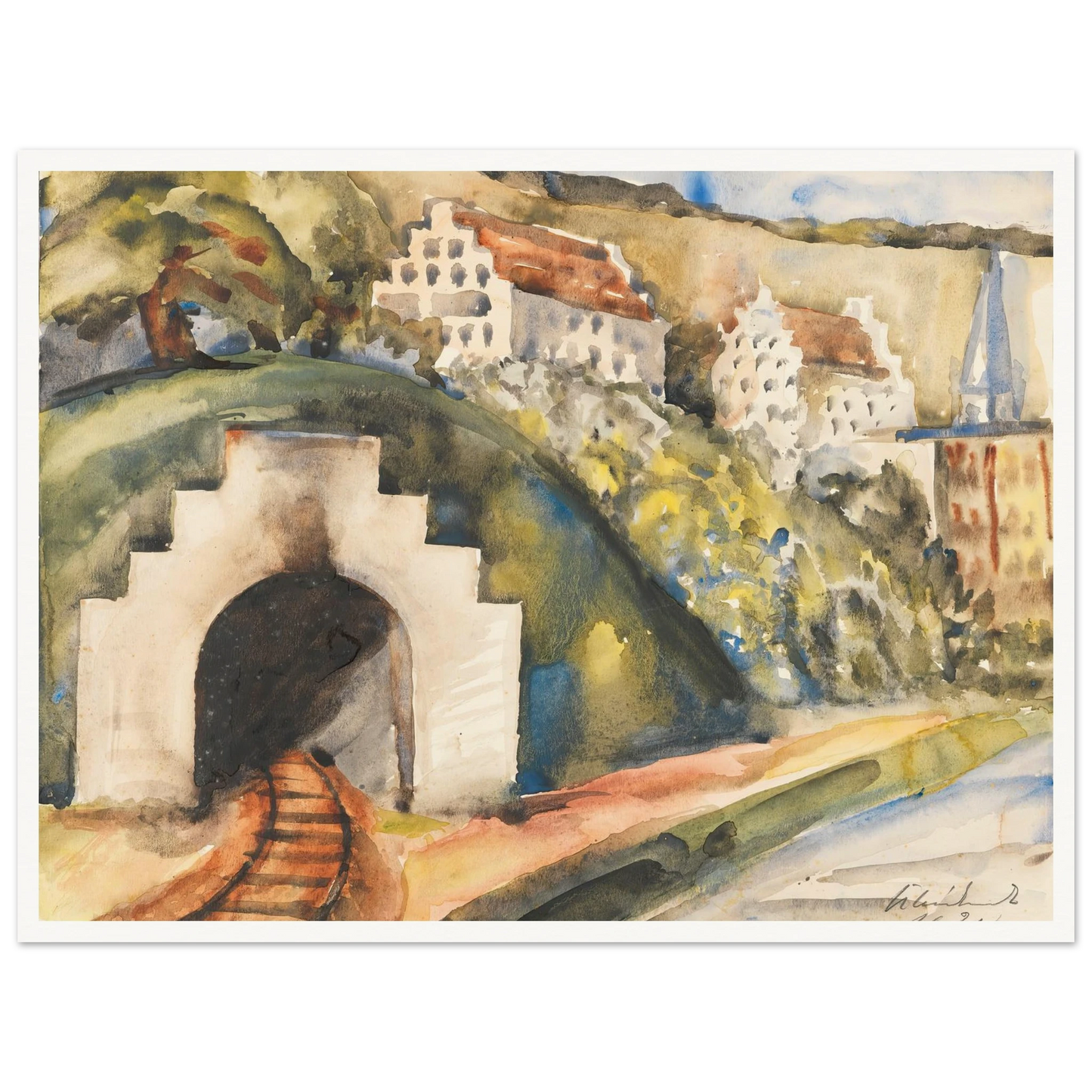 Tunnel bei Wasserburg am Inn (1924) Art Print | Paul Kleinschmidt - Framed Poster - 30x40 cm / 12x16″ - Black frame