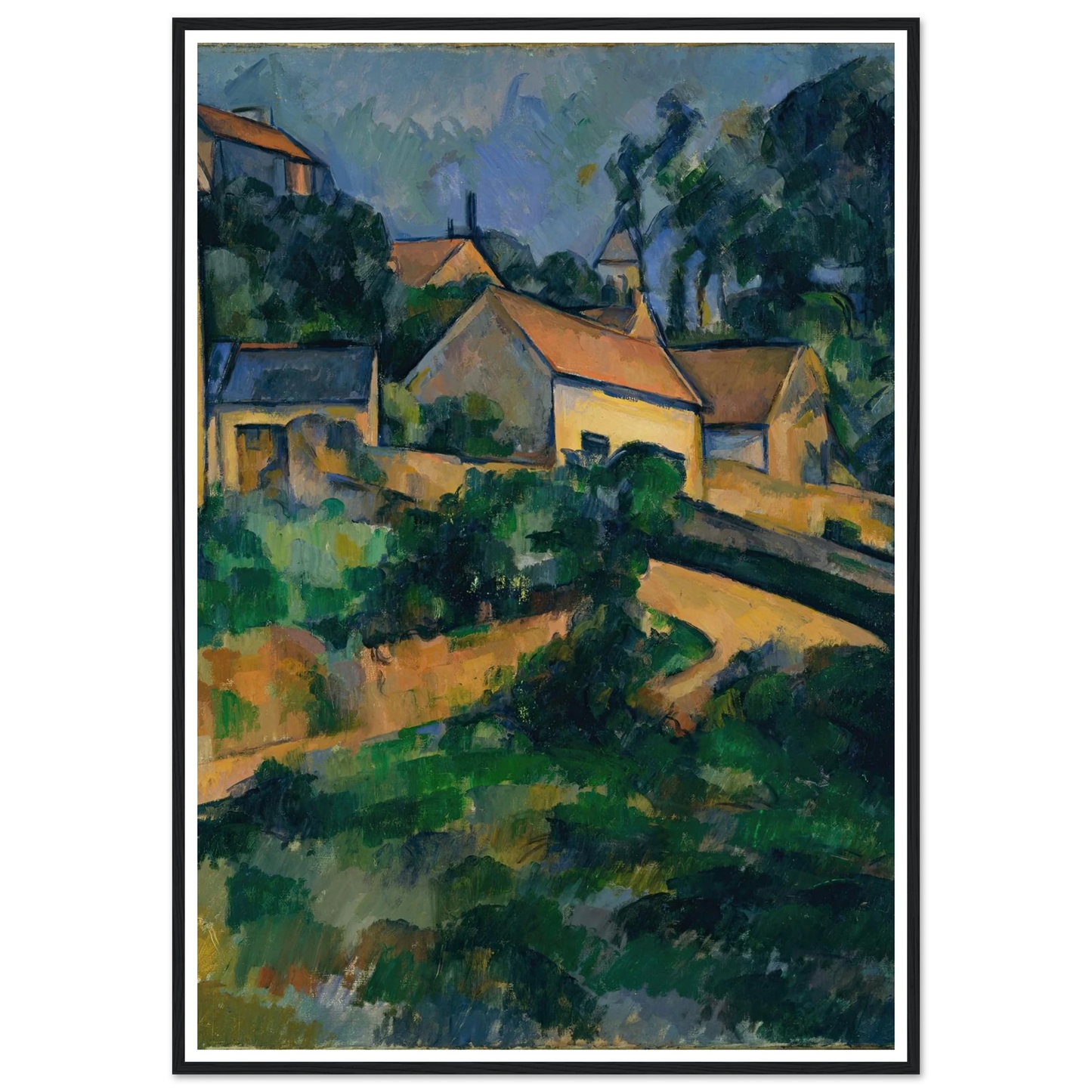 Turning Road at Montgeroult (1898) Art Print | Paul Cezanne - Framed Poster - 30x40 cm / 12x16″ - Black frame