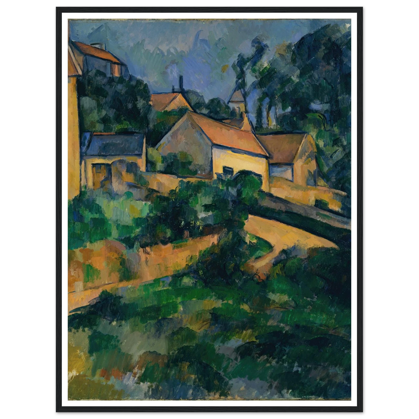 Turning Road at Montgeroult (1898) Art Print | Paul Cezanne - Framed Poster - 30x40 cm / 12x16″ - Black frame