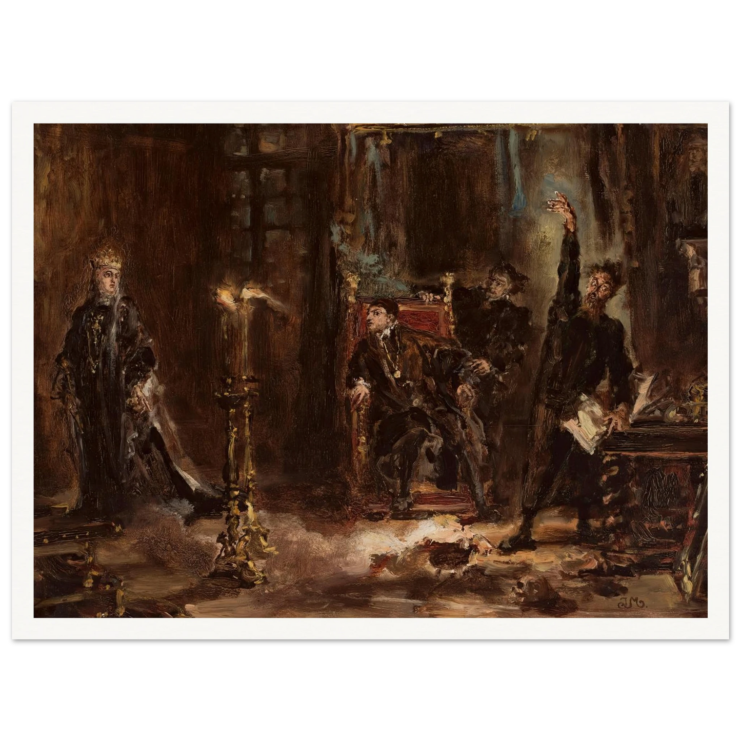 Twardowski conjuring the spirit of Barbara for Sigismund Augustus, sketch (1884) Art Print | Jan Matejko - Framed Poster - 30x40 cm / 12x16″ - Black frame