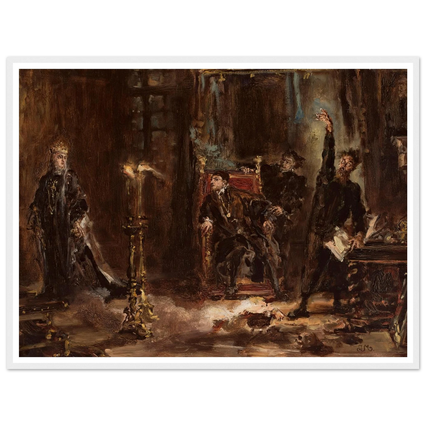 Twardowski conjuring the spirit of Barbara for Sigismund Augustus, sketch (1884) Art Print | Jan Matejko - Framed Poster - 30x40 cm / 12x16″ - Black frame
