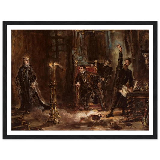 Twardowski conjuring the spirit of Barbara for Sigismund Augustus, sketch (1884) Art Print | Jan Matejko - Framed Poster - 30x40 cm / 12x16″ - Black frame
