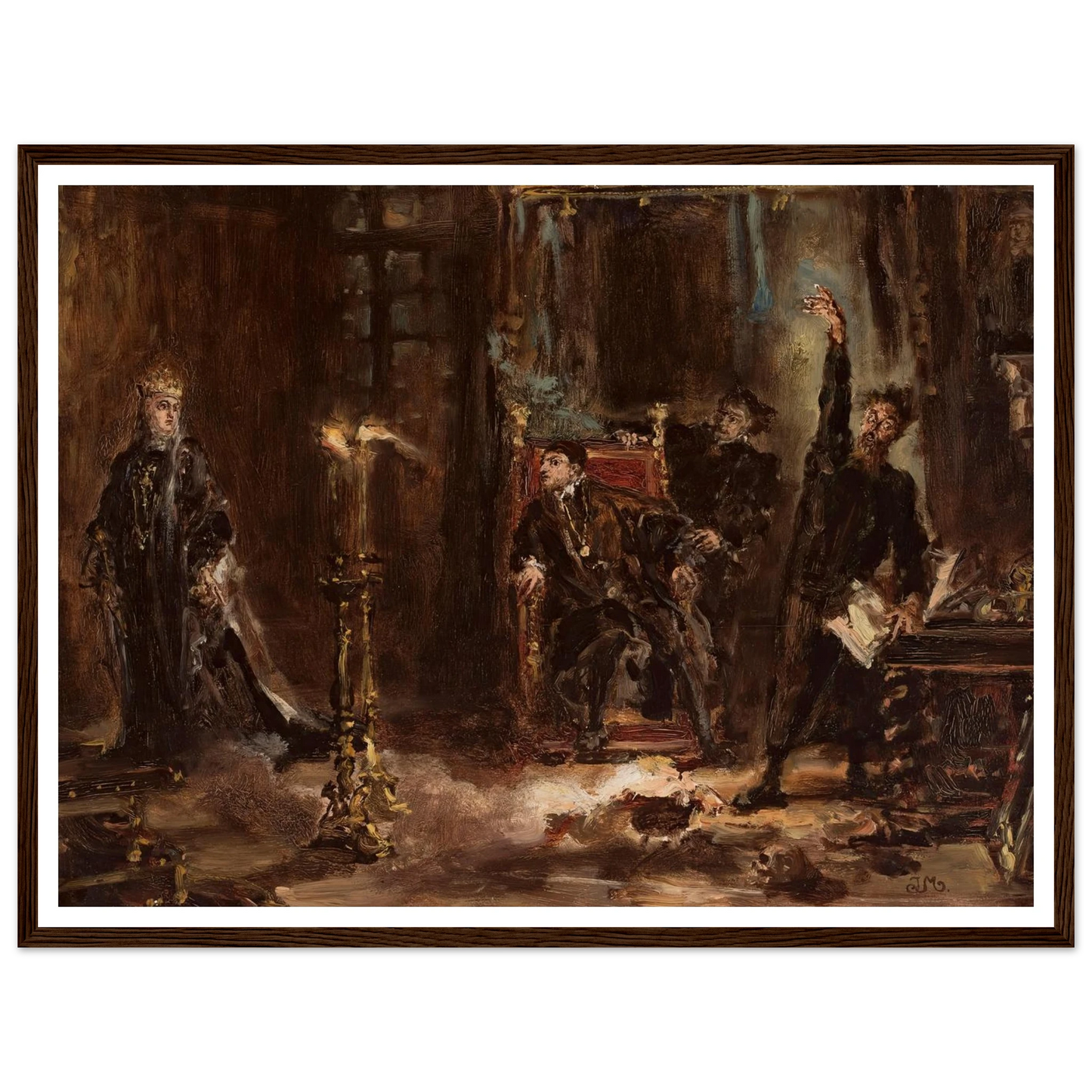Twardowski conjuring the spirit of Barbara for Sigismund Augustus, sketch (1884) Art Print | Jan Matejko - Framed Poster - 30x40 cm / 12x16″ - Black frame