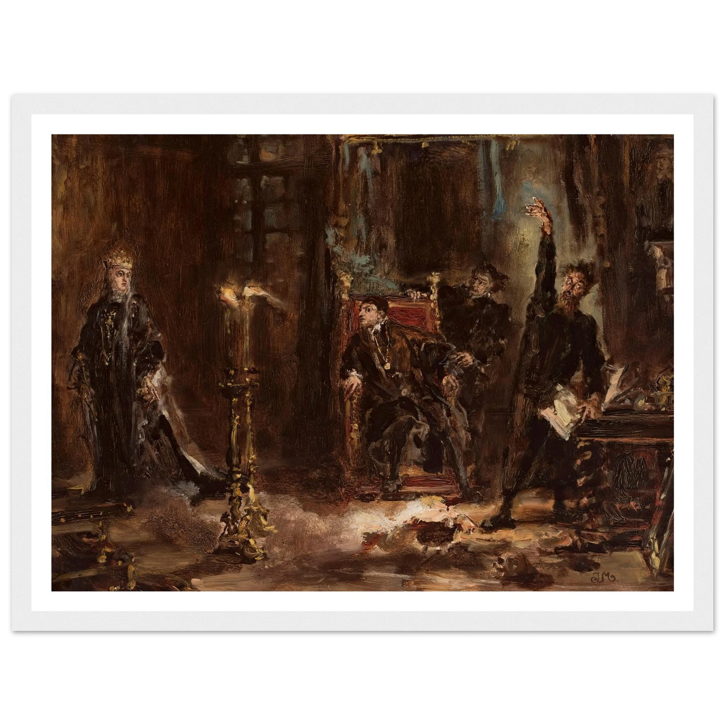 Twardowski conjuring the spirit of Barbara for Sigismund Augustus, sketch (1884) Art Print | Jan Matejko - Framed Poster - 30x40 cm / 12x16″ - Black frame