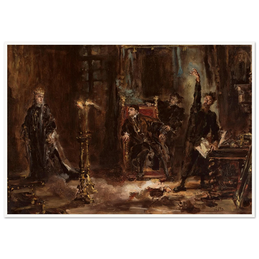 Twardowski conjuring the spirit of Barbara for Sigismund Augustus, sketch (1884) Art Print | Jan Matejko - Framed Poster - 30x40 cm / 12x16″ - Black frame