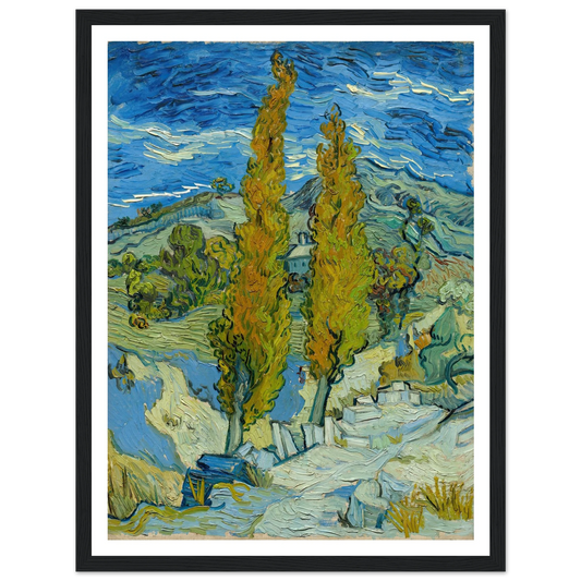 Two Poplars in the Alpilles near Saint-Rémy (1889) Art Print | Vincent van Gogh - Framed Poster - 30x40 cm / 12x16″ - Black frame