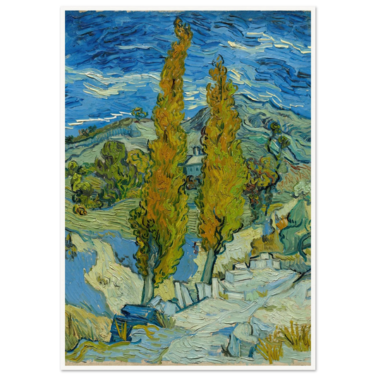 Two Poplars in the Alpilles near Saint-Rémy (1889) Art Print | Vincent van Gogh - Framed Poster - 30x40 cm / 12x16″ - Black frame