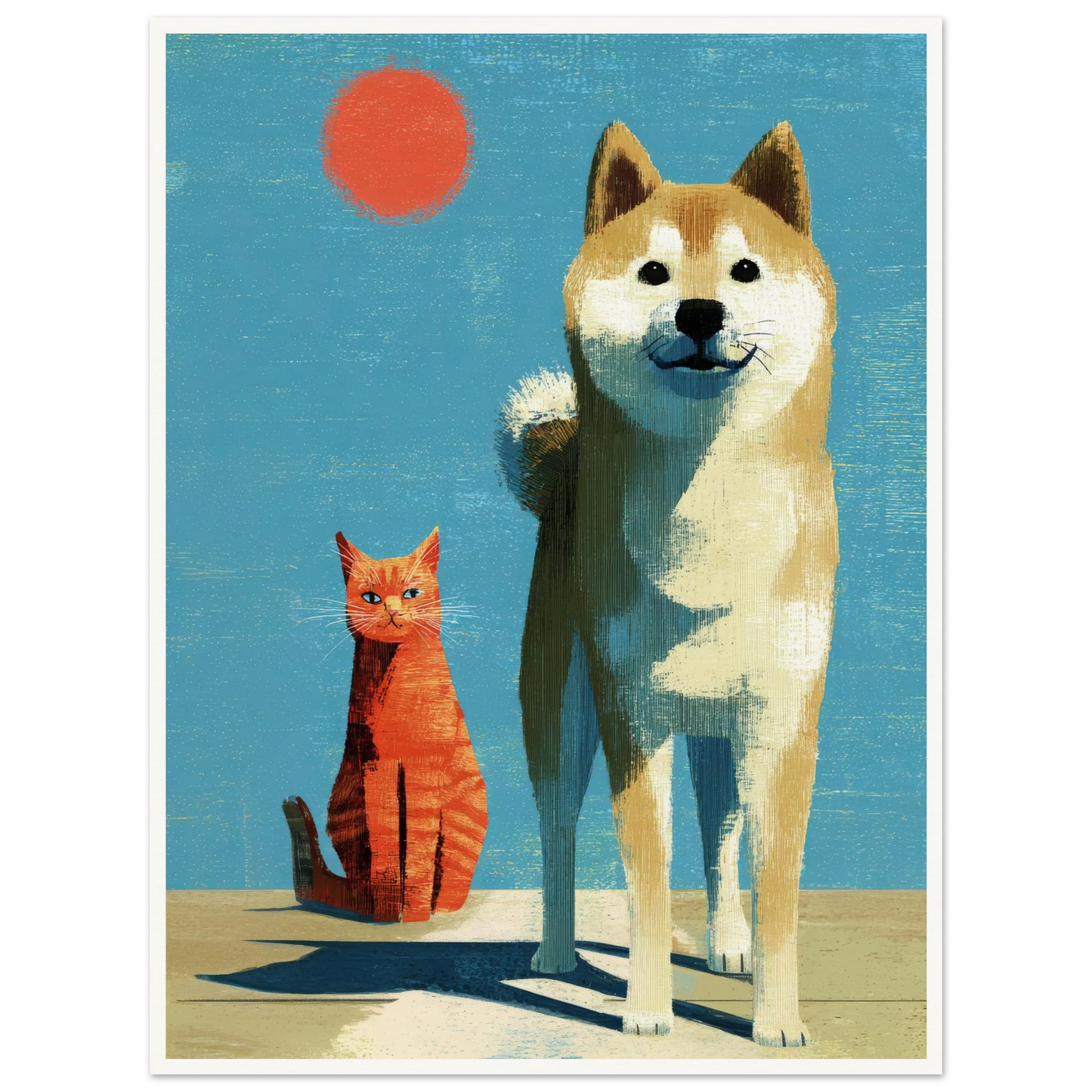Two Silhouettes Under a Red Sun - Framed Poster - 30x40 cm / 12x16″ - Black frame
