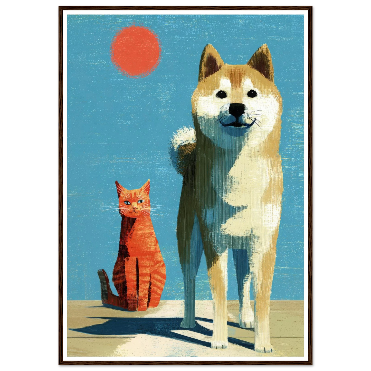 Two Silhouettes Under a Red Sun - Framed Poster - 30x40 cm / 12x16″ - Black frame