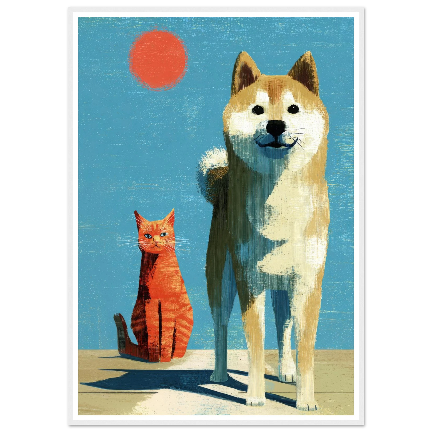 Two Silhouettes Under a Red Sun - Framed Poster - 30x40 cm / 12x16″ - Black frame