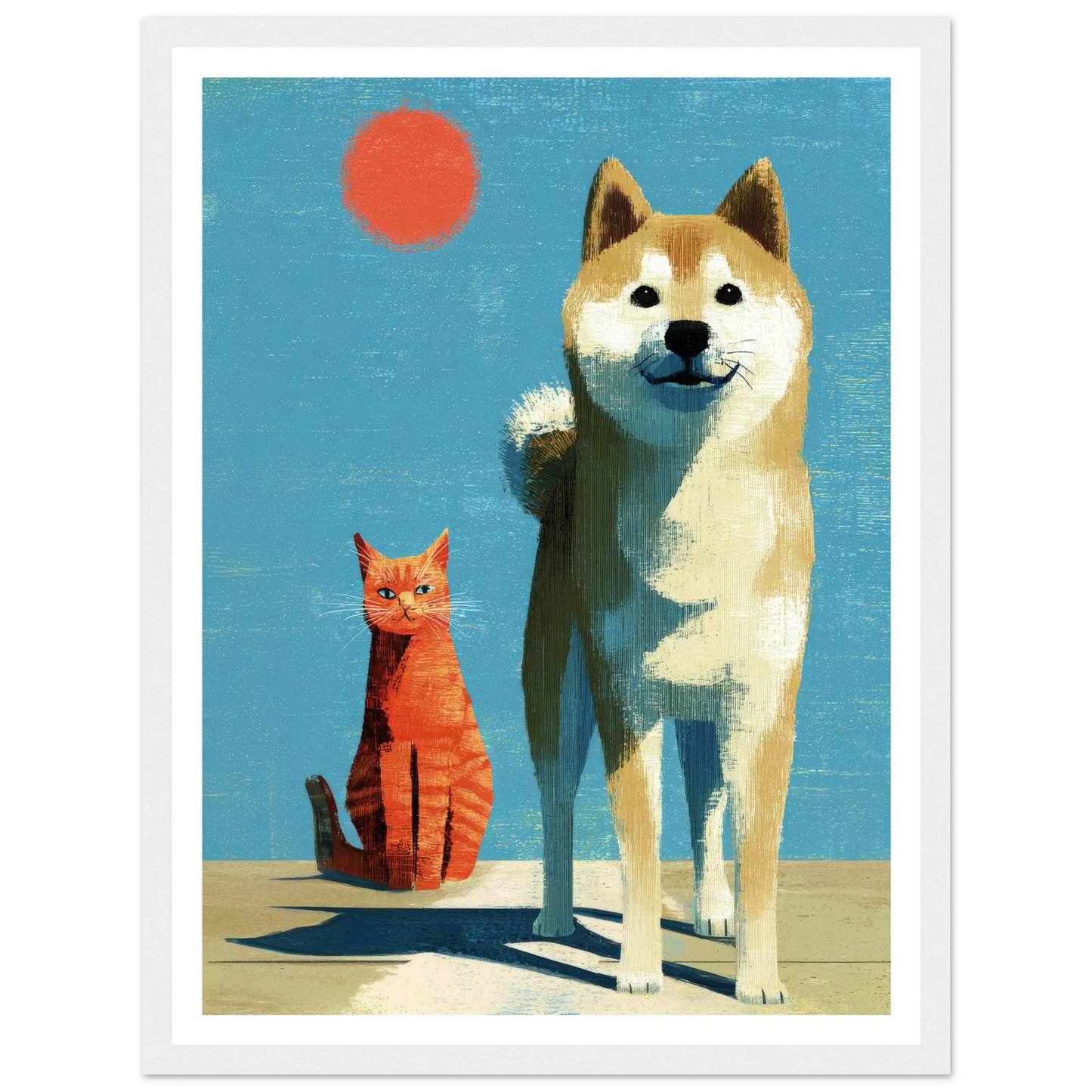 Two Silhouettes Under a Red Sun - Framed Poster - 30x40 cm / 12x16″ - Black frame