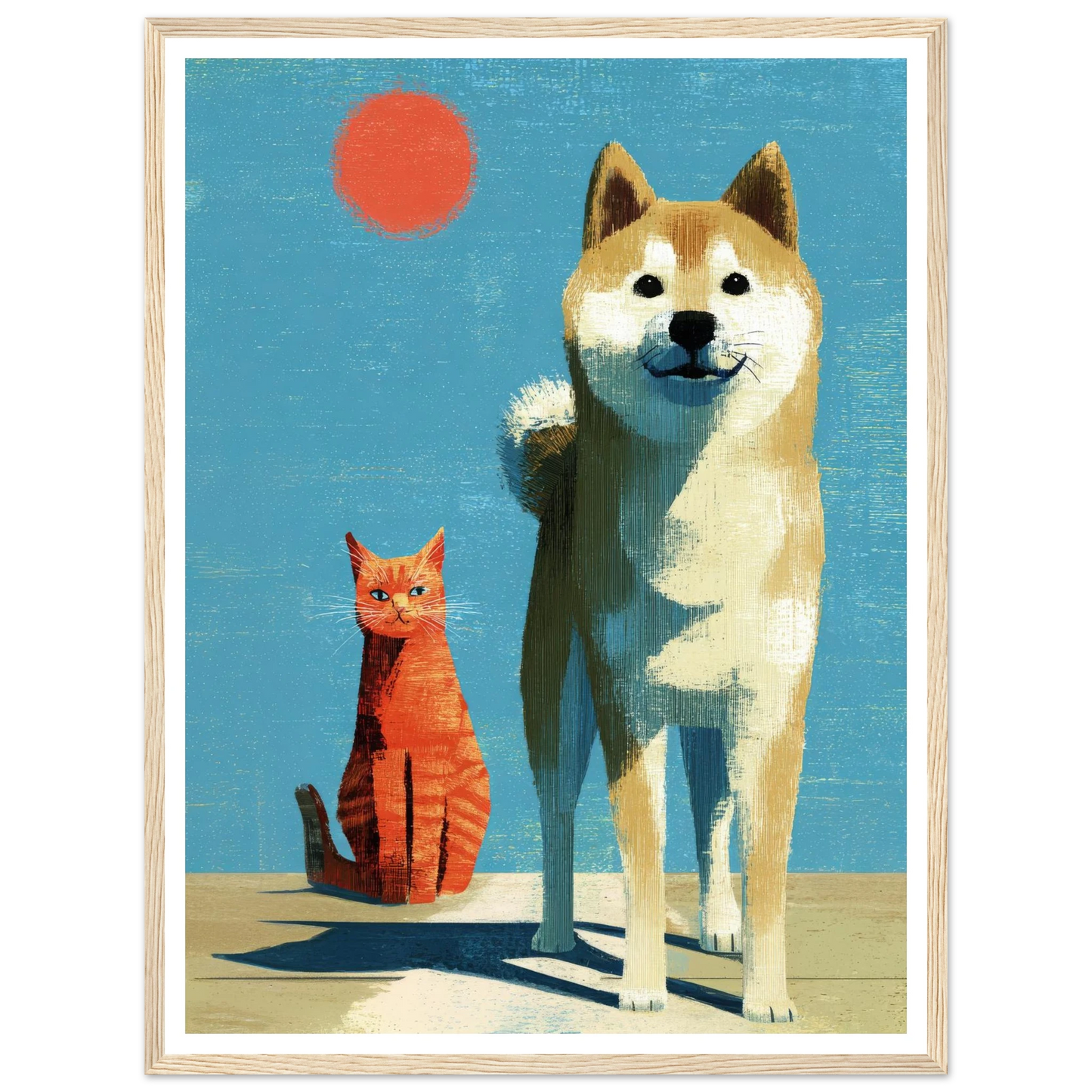 Two Silhouettes Under a Red Sun - Framed Poster - 30x40 cm / 12x16″ - Black frame