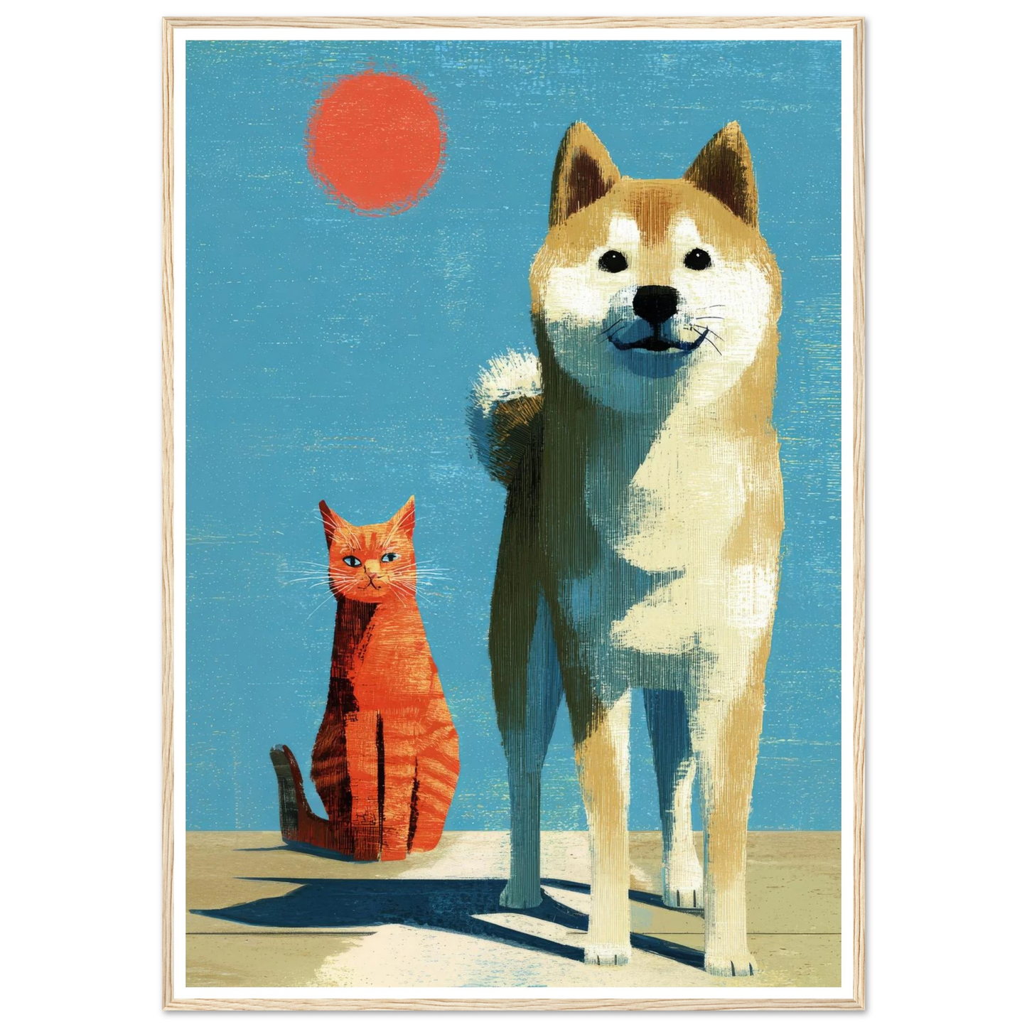 Two Silhouettes Under a Red Sun - Framed Poster - 30x40 cm / 12x16″ - Black frame