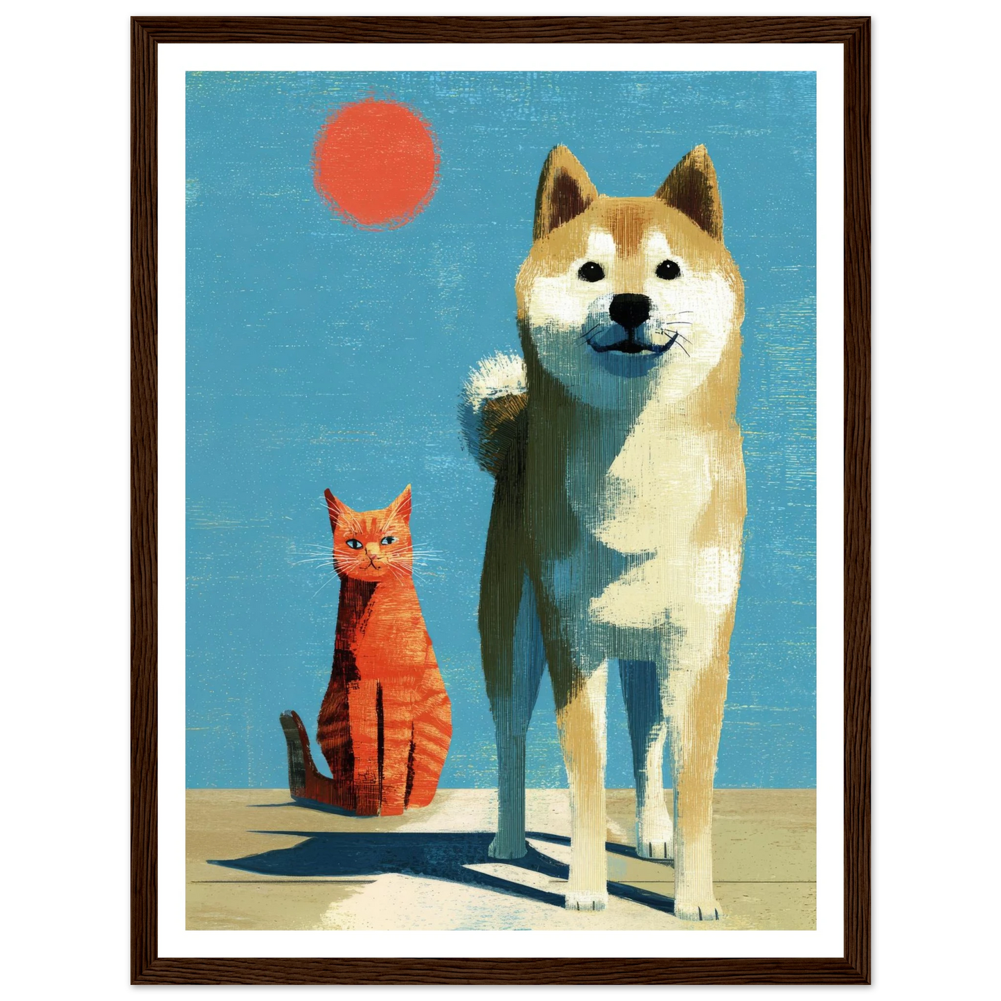 Two Silhouettes Under a Red Sun - Framed Poster - 30x40 cm / 12x16″ - Black frame
