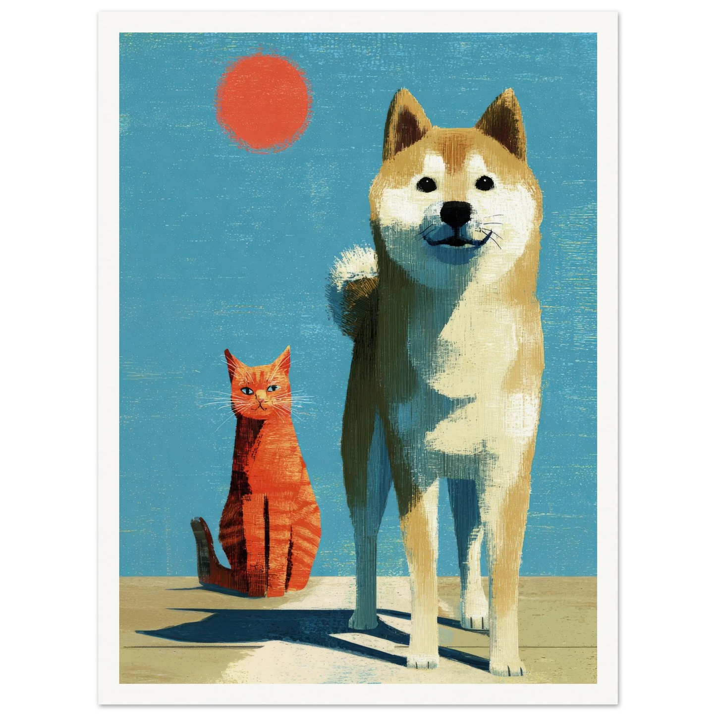 Two Silhouettes Under a Red Sun - Framed Poster - 30x40 cm / 12x16″ - Black frame