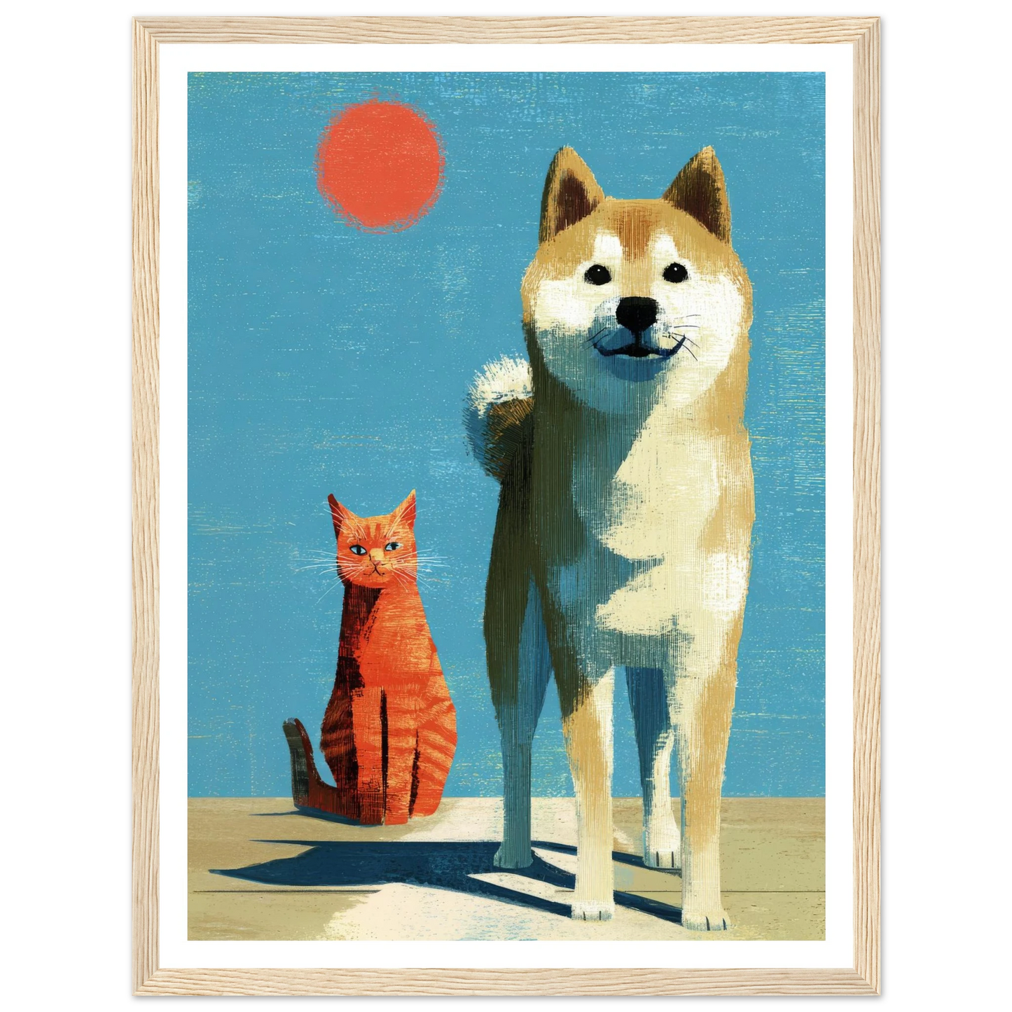 Two Silhouettes Under a Red Sun - Framed Poster - 30x40 cm / 12x16″ - Black frame