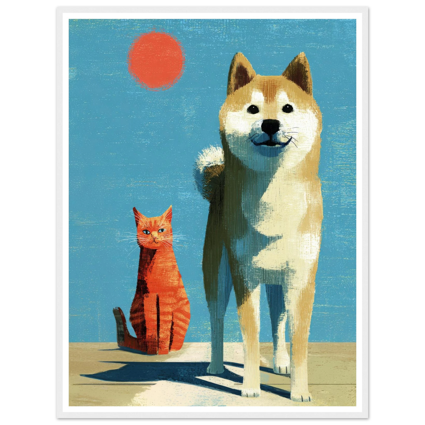Two Silhouettes Under a Red Sun - Framed Poster - 30x40 cm / 12x16″ - Black frame